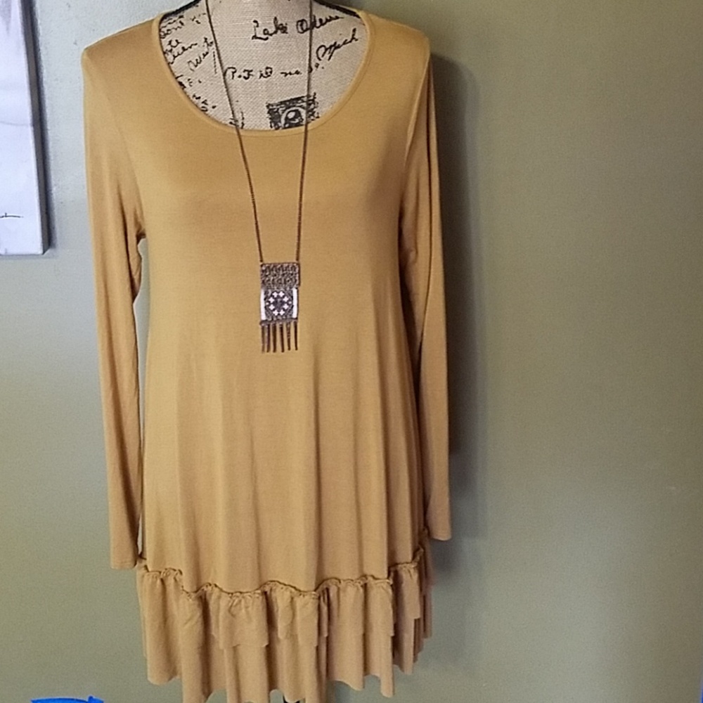 Mustard ruffle dress